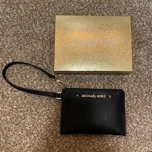 Michael Kors Karla Black Small Leather Wristlet